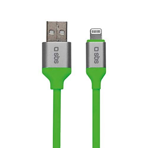 SBS Cavo Dati e Ricarica USB, Lightning MFI in Silicone e connettori metallici, Lunghezza 1.5 m, Fluo Verde