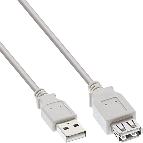 InLine 20368 Cavo USB 2.0, Prolunga, Type A, Maschio/Femmina, 1.8M Beige/Grigio