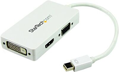 Startech .com Adattatore Mini DisplayPort a HDMI, DVI & VGA, Convertitore mDP / Thunderbolt per macbook 3 in 1, Bianco