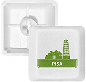 DIYthinker Motivo Pisa Italia Punto di Riferimento Verde PBT Copritasti con Apertura per Tastiera Meccanica Bianco OEM Nessun Simbolo di Stampa