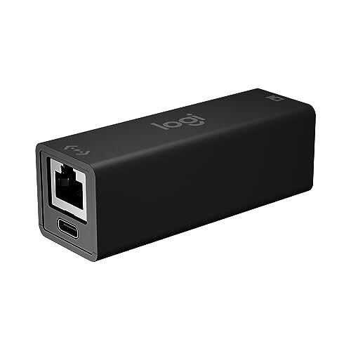 Logitech Adattatore di alimentazione Ethernet, alimentazione cablata e connettività dati per videocamere Mevo con ingresso di alimentazione PoE o USB-C Nero