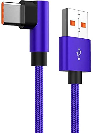 Generic CsQ179 Cavo USB C ad angolo retto, 90°, in nylon intrecciato da USB-A a C-66 W