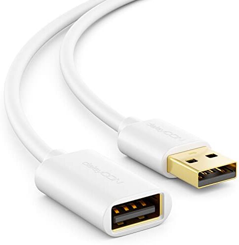 deleyCON 1,5m USB 2.0 ad Alta Velocità Cavo di Prolunga USB A-presa USB A Bianco