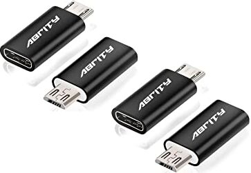 Abrity Adattatore da micro USB a USB C [confezione da 4],adattatore micro USB, USB C Micro USB, USB C a micro USB, adattatore da tipo C a micro USB per ricarica Power Bank Controller per fotocamera,