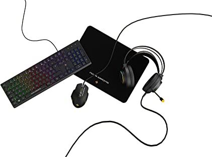 Nova Gaming Pack 4en1 Gamer (Clavier/Souris/Casque/Tapis) Mobility Lab Aquila RGB (Nero)