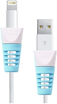 TUDIA , clip protettiva con meccanismo a scatto, per cavo Lightning/USB da 30 pin, per iPod/iPhone/iPad/iWatch Blau (2pcs)