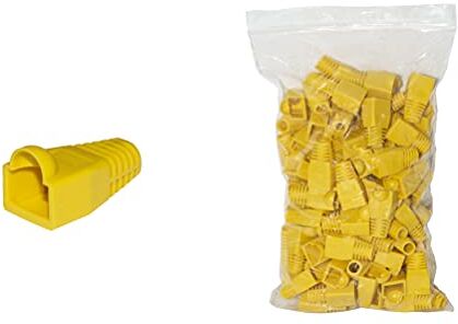 LINK LKPL8GI Confezione da 100 Copriconnettori RJ45 da 6 mm per Plug, 8 Poli, Cavo Categoria 5E-6, Giallo