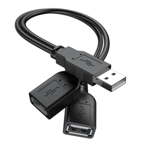 ANDTOBO Cavo Sdoppiatore USB, Cavo Doppio USB Maschio Femmina Y Splitter Per PC/iPhones/Dischi Rigidi Esterni Nero