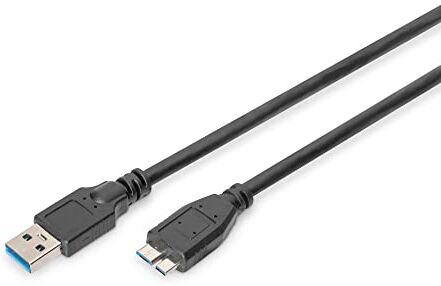 Digitus Cavo di collegamento USB 3.2 Gen1-1,8 m da USB A (M) a USB Micro B (M) 5 Gbit/s Cavo di collegamento Nero