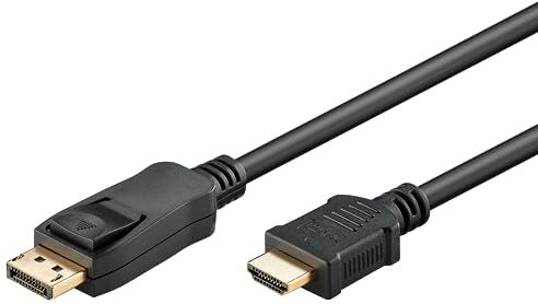 goobay 64838 Cavo adattatore DisplayPort 1.2 a HDMI 1.4 4 K @ 30 Hz/cavo HDMI Ultra High Speed placcato oro per una trasmissione impeccabile del segnale/laptop collegato a TV, PC e monitor /5 m