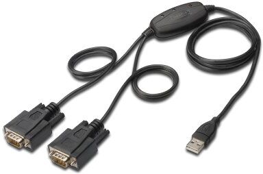 Digitus Adattatore seriale da USB a 2x Convertitore RS232 USB 2.0 Tipo A a 2x DSUB 9M Chipset FTDI Cavo di collegamento da 1,5 m