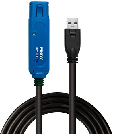 Lindy Cavo Prolunga USB 3.0 Active Extension Pro 10 Metri, Connettore USB Tipo A Maschio a Femmina, Velocità di Trasferimento Dati Super Speed fino a 5 Gbps per Webcam, Lettori di Schede, nero