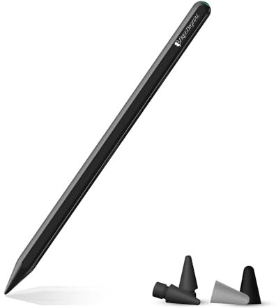 Freedigital Penna iPad,Ricarica Wireless,Rifiuto del Palmo,Tasto scelta Rapida. Alternativa Apple Pencil 2.Compatibile iPad Pro 12,9, 3/4/5/6,iPad Pro 11,1/2/3/4,iPad Air 4, mini 5/6 (Nero)