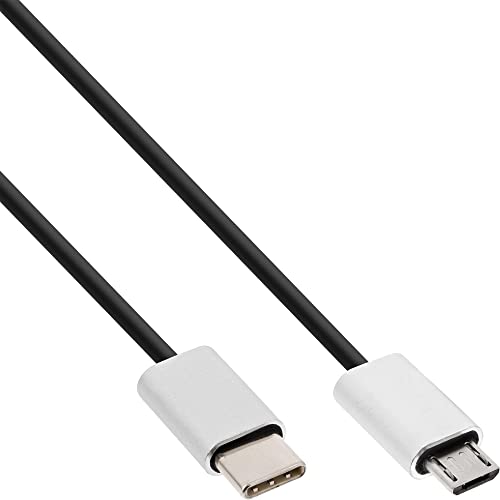 InLine 35846 cavo USB 0,5 m USB C Micro-USB B Alluminio, Nero