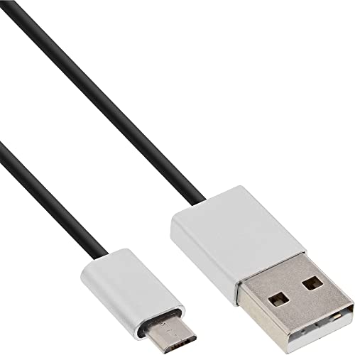 InLine 31710I cavo USB 1 m USB A Micro-USB B Alluminio, Nero