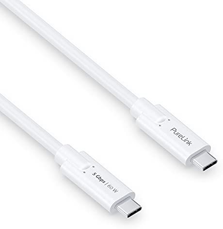 PureLink Cavo da USB-C a USB-C, USB 3.1 Gen 1 con trasferimento dati 5 GB/s, bianco, 1,00 m