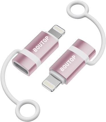 BOUTOP C32 Adattatore Lightning USB C [MFI certificato] per 36W Ricarica Rapida Compatibile con iPhone, iPad [2 pacchetto, Rosa]