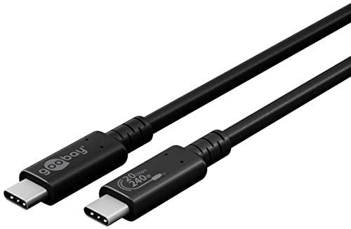 goobay 61718 Cavo USB 4, Gen 2 x 2 / USB C a USB C, 240 W, 48 V, 5 A, 20 Gbits, cavo USB C 4.0 certificato, 2 m