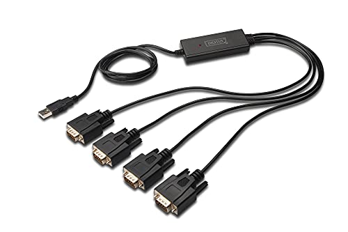 Digitus Adattatore seriale da USB a 4x Convertitore RS232 USB 2.0 Tipo A a 4x DSUB 9M Chipset FTDI Cavo di collegamento da 1,5 m