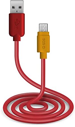 SBS Cavo per Ricarica e Trasferimento Dati con Connettori Usb 2.0 e Micro Usb, Lunghezza 1 Metro, Rosso