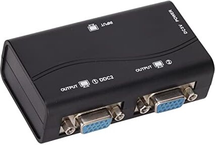 PUSOKEI Splitter VGA, Splitter VGA 1 in 2 out, Splitter Video USB 250MHZ 1080P, con Cavo USB, Plug And Play, per Duplicazione Schermo