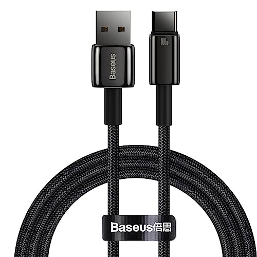 Baseus Cavo Dati di Ricarica Rapida Oro tungsteno USB a Tipo C 100W 2m Nero