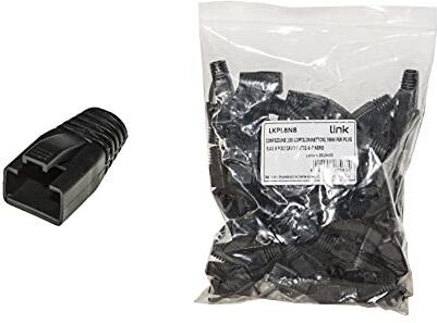 LINK LKPL8N Confezione da 100 Copriconnettori RJ45 da 6 mm per Plug, 8 Poli, Cavo Categoria 5E-6, Nero