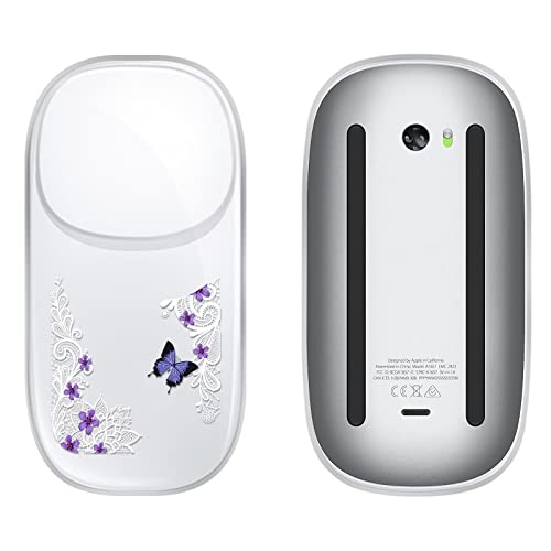 DiyGody Custodia Protettiva Floreale Carina per Apple Magic Mouse 1&2, Super Sottile in Silicone Morbido e Antiscivolo Trasparente Custodia Protettiva per Magic Mouse 1&2 Farfalla