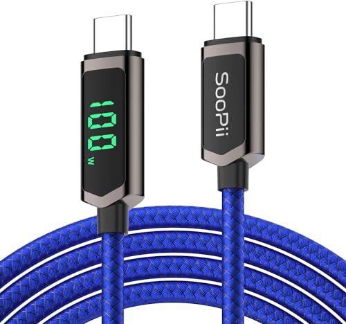 SOOPII Cavo USB C USB C 100W, 3m/10FT Cavo USB C a ricarica rapida PD da con display, Cavo Type-C intrecciato in nylon per lPhone 15/Pro/Plus/Pro Max, MacBook, lPad Pro/Air, Galaxy S23/S22