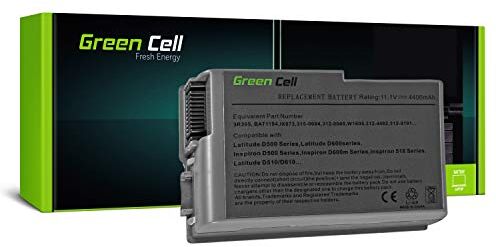 Green Cell ® Standard Serie C1295 Batteria per Portatile Dell Latitude D500 D505 D510 D520 D530 D600 D610 (6 Pile 4400mAh 11.1V Argento)