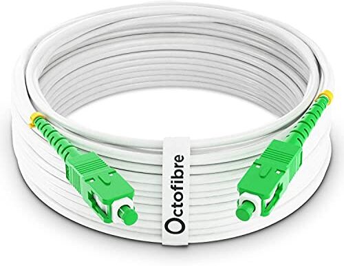 Octofibre Cavo in fibra ottica SC-APC to SC-APC (Giarrettiera Ottica per Box Orange Live Box, SFR, La Boxe Fibra, Bouygues Telecom, Bbox Mobistar)(20 m), colore: Bianco