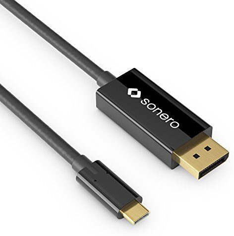 Sonero UCC020-015 USB-C al Cavo DisplayPort, 4K @ 60Hz con 18 Gbps, USB 3.1, Old Fashion, Thunderbolt 3 Compatibile con MacBook PRO, Samsung S8, dell XPS 15 e L'Altro USB-C Computer, 1,5m Nero