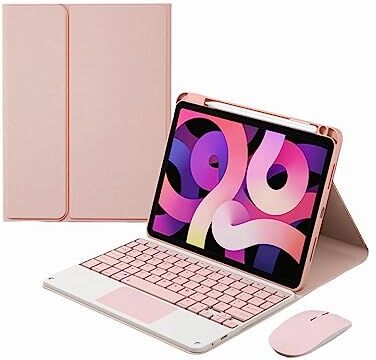 CLALOC Custodia Con Tastiera Per Huawei Matepad 10.8 2021 Con Touchpad, Custodia Leggera E Sottile in PU Con Copertura Magnetica Staccabile Per Tastiere Bluetooth E Portamatite Incorporato,Rosa