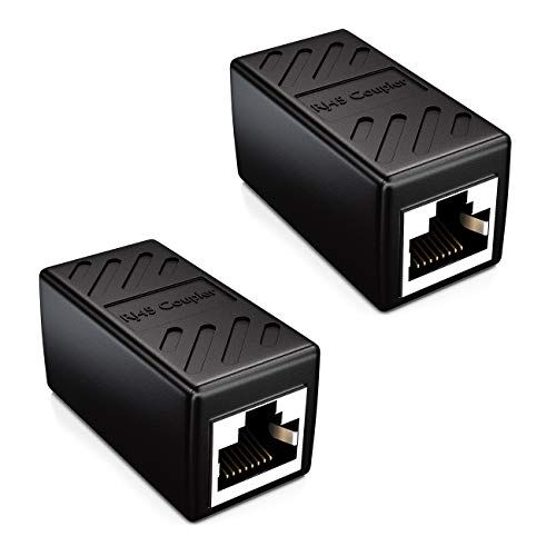 deleyCON 2x CAT6 Accoppiatore Cavi di Rete Cavo Patch Cavo Ethernet Adattatore Componibile Schermato 2x Presa RJ45 DSL LAN Nero