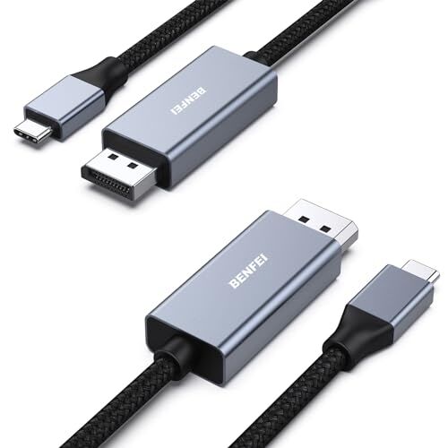 BENFEI Cavo USB C (Thunderbolt 4/3) a DisplayPort 1.4 1,8M (4K@144Hz/120Hz/60HZ, 2K@240Hz/144Hz), 2 Confezioni Cavo USB tipo C a DisplayPort per iPhone 15 Pro/Max MacBook Pro/Air 2023 iPad Pro iMac