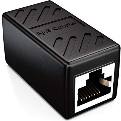 deleyCON 1x CAT6 Accoppiatore Cavi di Rete Cavo Patch Cavo Ethernet Adattatore Componibile Schermato 2x Presa RJ45 DSL LAN Nero