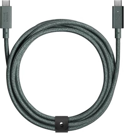 Native Union Type-C Belt Cable Pro Cavo di ricarica ultrarobusto USB-C a USB-C da 8 piedi con cinturino in pelle compatibile con iPhone 15, 15 Pro Max,MacBook Pro 14"/16"M2, Air 15"M2(verde ardesia)