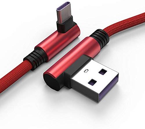 TECHGEAR Cavo USB C 90 gradi, colore: Rosso