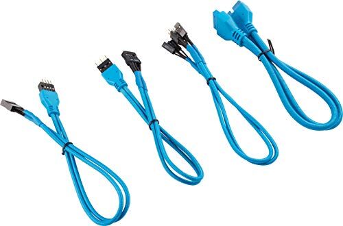 Corsair Kit di Estensione del Pannello Frontale con Cavi Schermati Premium, 30 cm, Blu