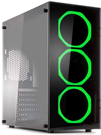 MYKA Case Gamign Cristal ATX 2 X USB2.0 1 USB 3.0 Ventole Halo CG-C01 (Verde)