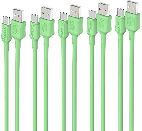 KEYSION Cavo USB C [5 Pezzi 100 cm, Verde], Gel di Silice Liquido Cavo USB Type C 3A Ricarica Rapida e Trasmissione USB Tipo C Cable per Samsung, Huawei, Xiaomi