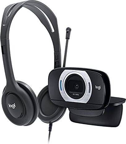 Logitech C615 Webcam Portatile + H111 Cuffie Cablate per Computer