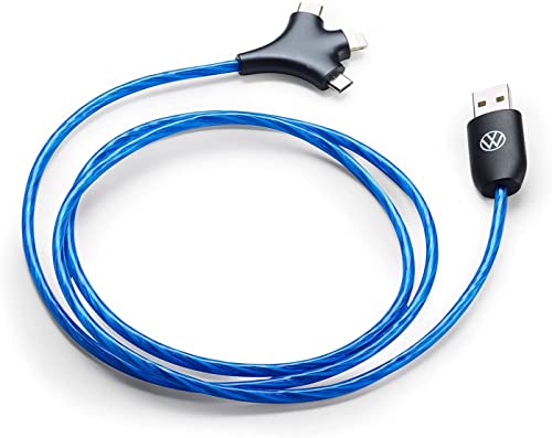 Volkswagen 5H0087703E Cavo di ricarica illuminato a LED, da USB-A a USB-C/Micro USB/Lightning