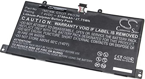 vhbw batteria ricambio per Dell 1MCXM, G3JJT, PKG3N per tablet (3750mAh, 7.4V, Li-Poly)