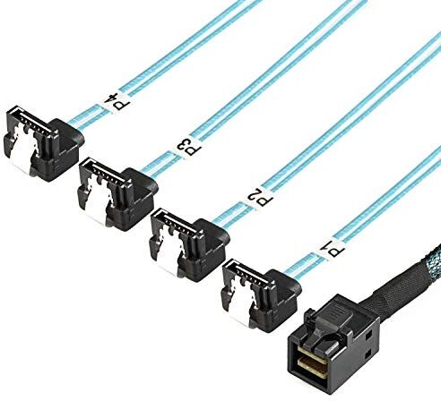 YIWENTEC Mini SAS Interno HD (Host SFF-8643) a 90 Gradi 4 SATA (Target) Hard Disk Cable (8643 SATA 90 Gradi 1M)