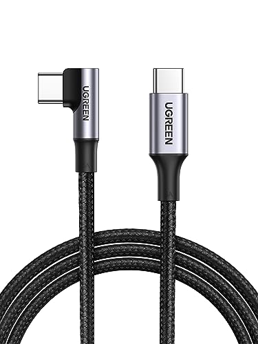 UGREEN Cavo USB C 100W 20V/5A, Cavo USB Type C 90 Gradi Ricarica Rapida in Nylon Compatibile con iPhone 15 Plus Pro Max, Macbook Pro, Galaxy S24 Ultra/S24+/S23/S22, Pixel 8/7, ecc. 3M