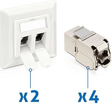 PureLink MCA210 Scatola di Giunzione di Rete Keystone Cat 6A, Rete Ethernet 10 GB Schermata, 2 Lattine e 4 Accoppiamenti, Bianco