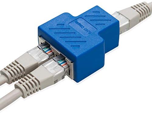 COVVY RJ45 Connettore Femmina Femmina Splitter Rete Adattatore 1 2 Donne Porto Cat 5 / Gatto 6 Lan Cavo Ethernet Doppio Connettore Adattatore Socket (1Pcs, blue)