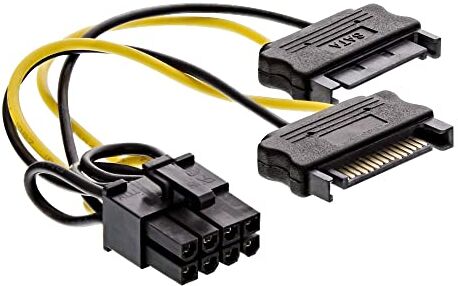 InLine 0.15m 2x SATA plug 8pin PCI-Express Interno 0.15m SATA 2 x 15-pin PCI-E (8-pin) Nero, Giallo