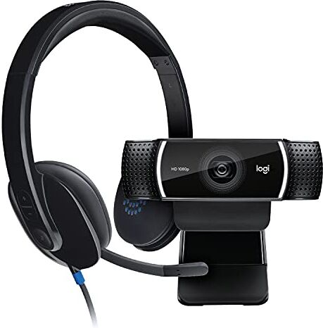 Logitech C922 Pro Stream Webcam + H540 Cuffie Cablate per Computer